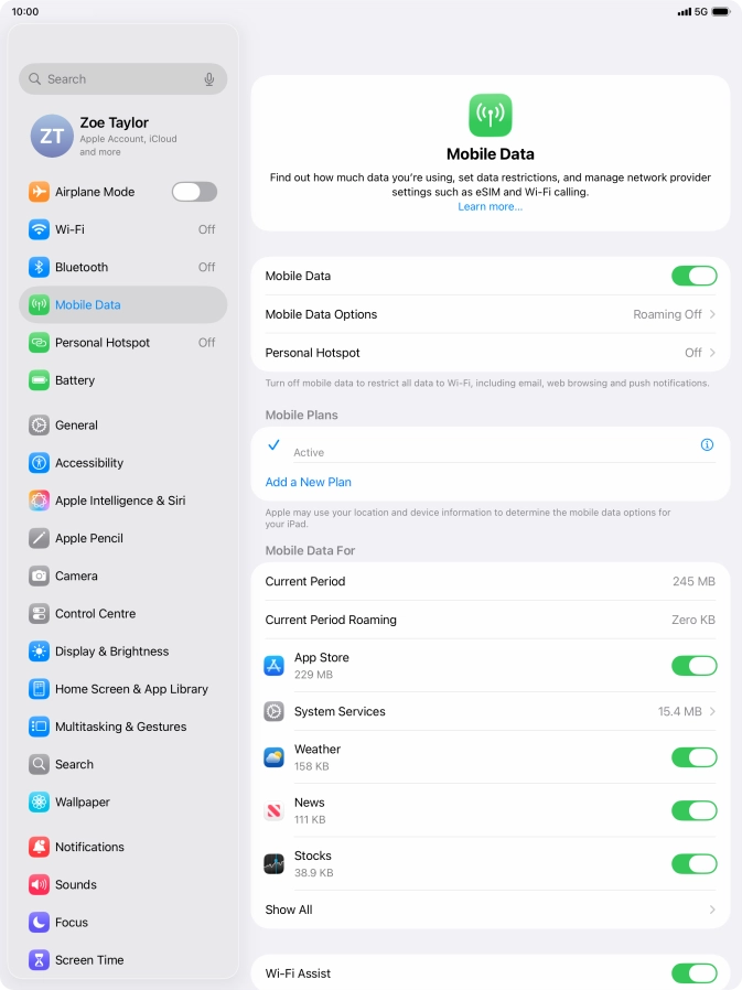 The total data usage is displayed next to Current Period.