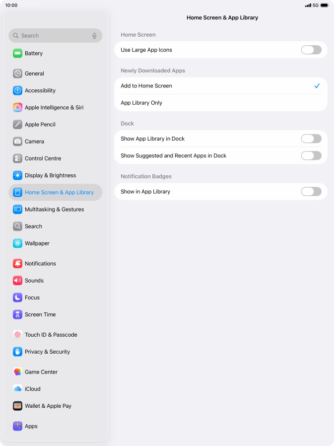To add new downloaded apps to both the home screen and App Library, press Add to Home Screen.