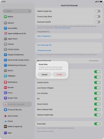If you turn on the function, press Enable.