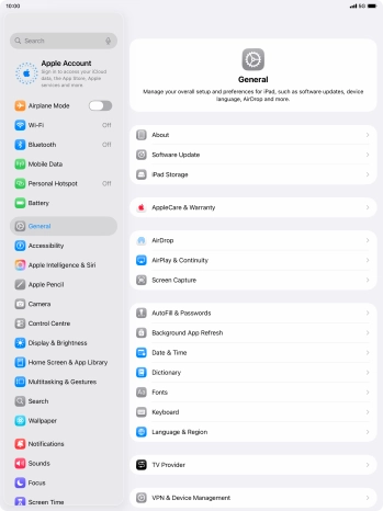 Press Apple Account.