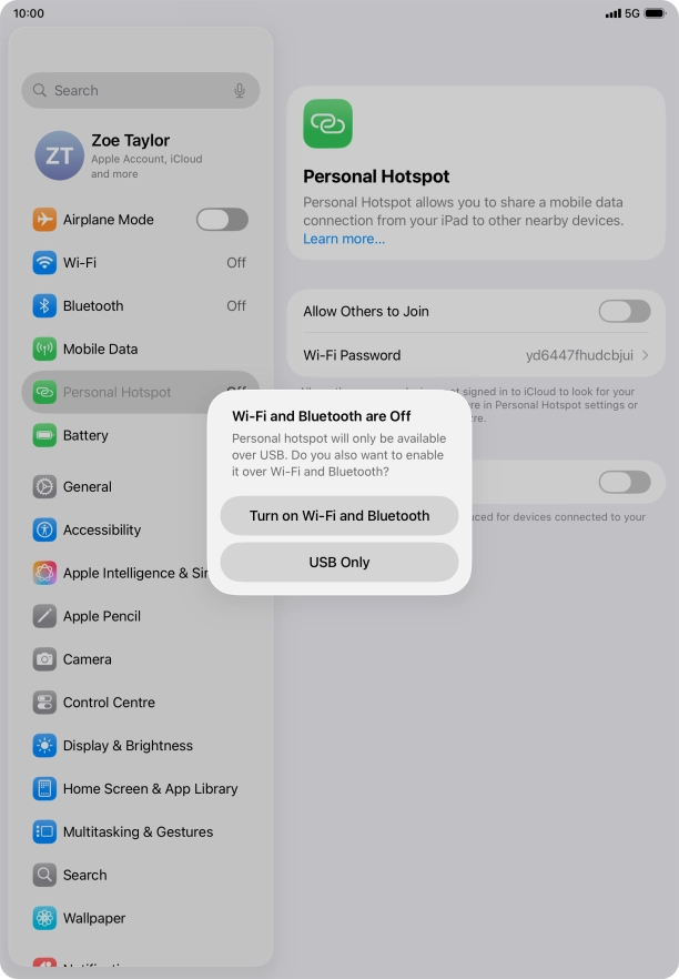 If Wi-Fi is turned off, press Turn on Wi-Fi and Bluetooth.