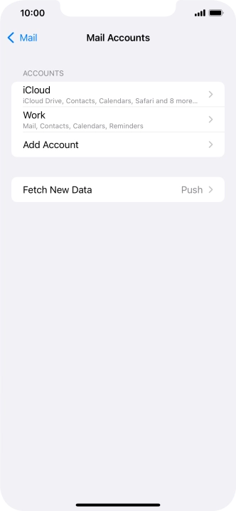 Press the name of the Exchange email account you've just set up.