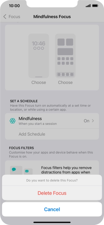 Press Delete Focus.