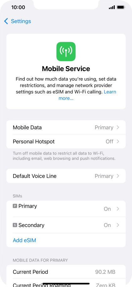 Press the required eSIM below 