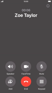 Press the end call icon to end the call and return to the home screen.