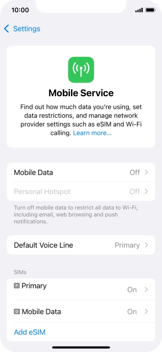Press the required eSIM below 