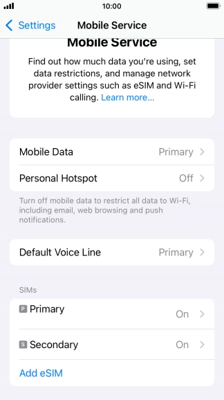 Press Mobile Data.