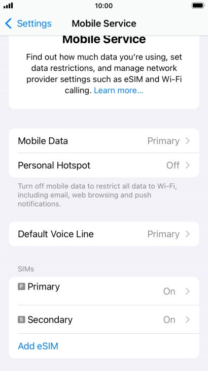 Press Mobile Data.