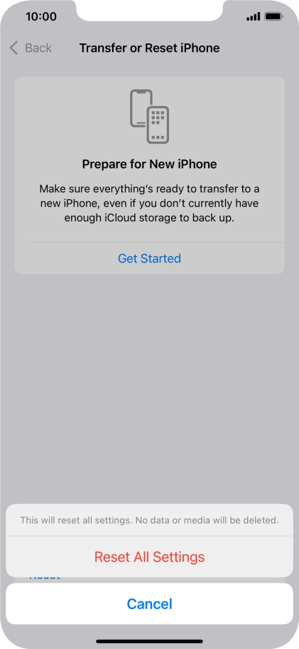 Press Reset All Settings.