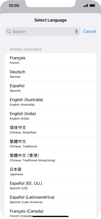 Press the required language.