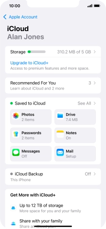Press iCloud Backup.