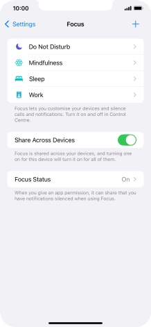 Press the required focus mode.
