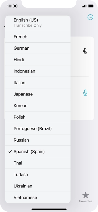 Press the required target language.