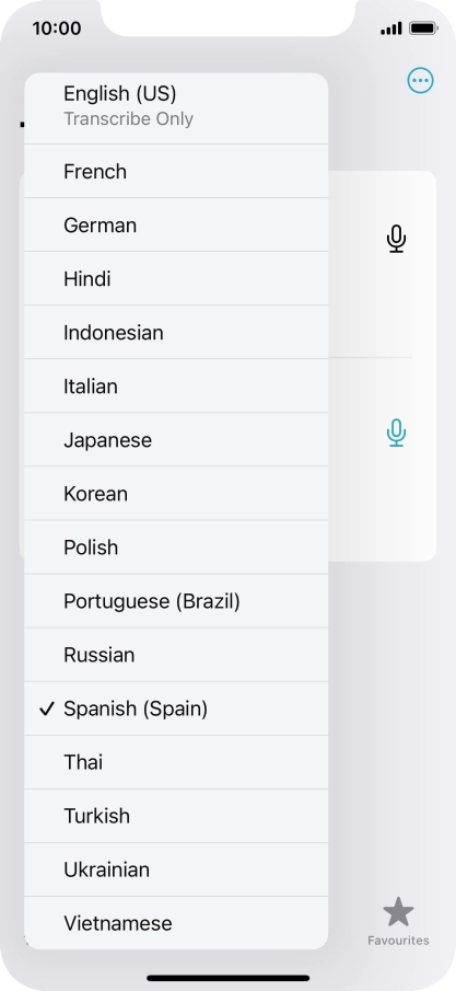Press the required target language.