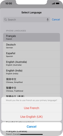 To select the new language as the default phone language, press Use ‹language› .