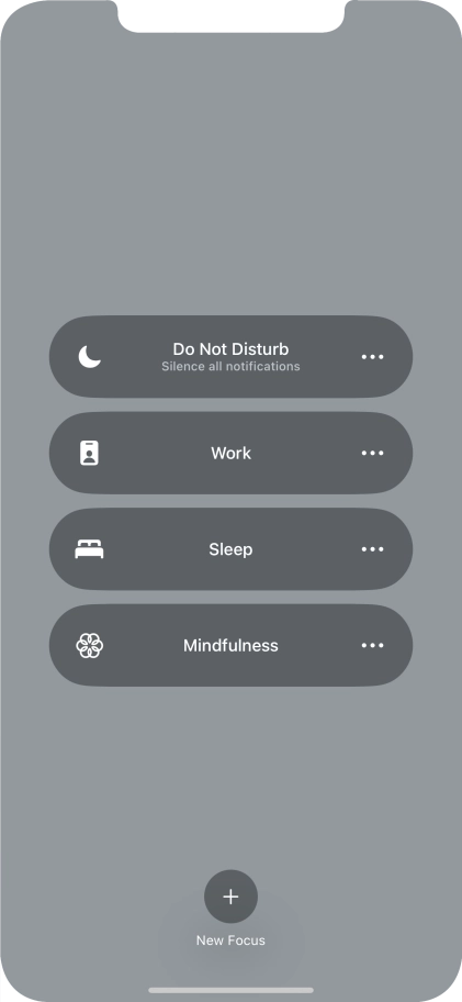 Press the required focus mode to activate or deactivate it immediately.
