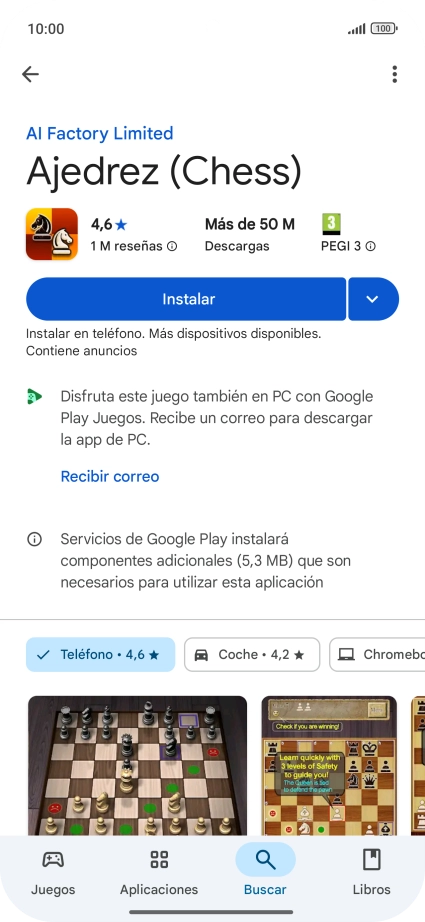 Pulsa Instalar y sigue las indicaciones de la pantalla para instalar la app.