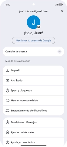 Pulsa Ajustes de Mensajes.