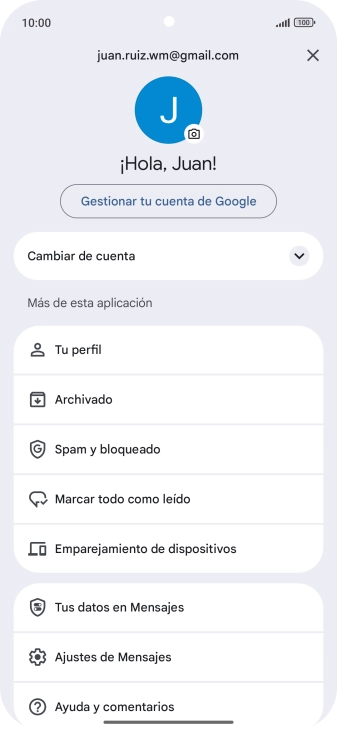 Pulsa Ajustes de Mensajes.