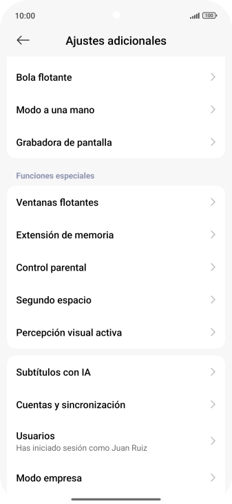 Pulsa Cuentas y sincronización.