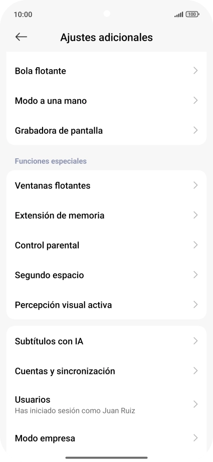 Pulsa Cuentas y sincronización.