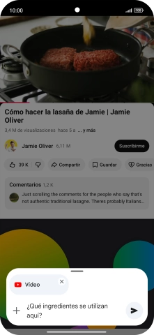 Sigue las indicaciones de la pantalla para escribir o decir en alto la pregunta que quieres hacer del vídeo.