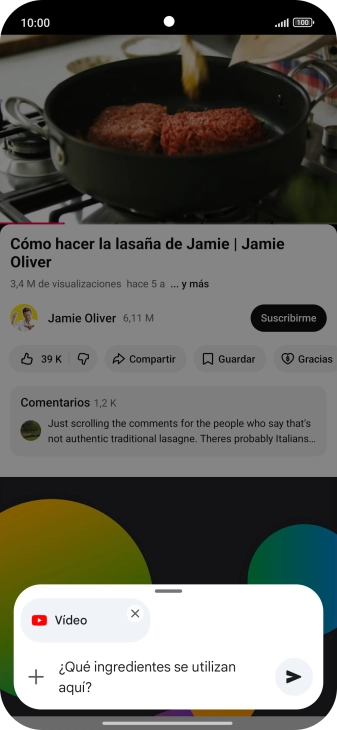 Sigue las indicaciones de la pantalla para escribir o decir en alto la pregunta que quieres hacer del vídeo.
