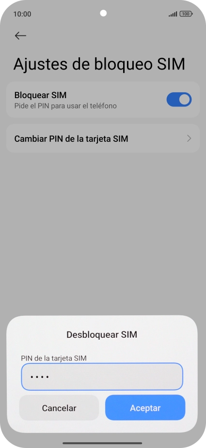 Introduce tu código PIN y pulsa Aceptar.