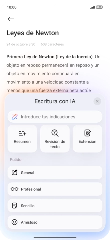 Para generar un texto, pulsa en el campo de escritura.