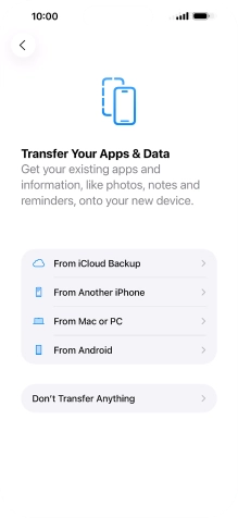 You can transfer content from an Android phone when your phone is activated for the first time and after a factory reset. When this screen is displayed, your phone is ready to transfer content from an Android phone.