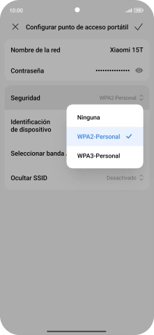 Pulsa WPA3-Personal para proteger la conexión wifi con una contraseña.
