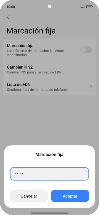 Introduce el código PIN2 y pulsa Aceptar.