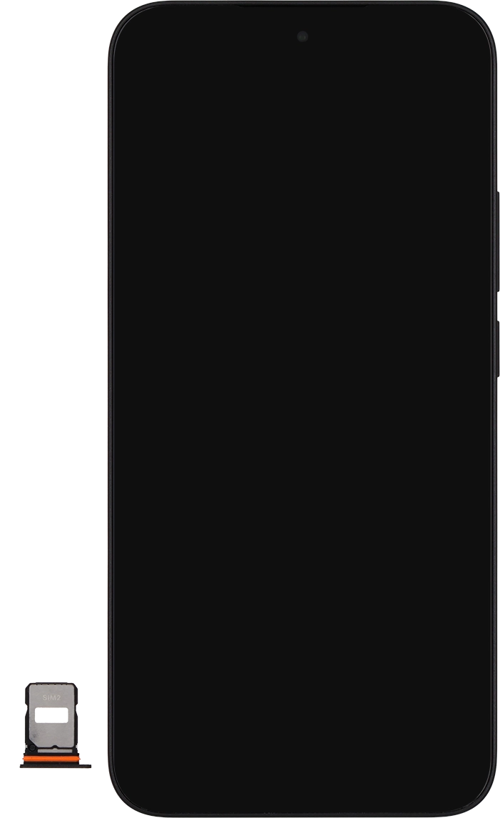Gira la tarjeta SIM de modo que la esquina biselada de la tarjeta coincida con la esquina biselada del segundo contenedor. A continuación insértala en el contenedor.