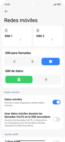 Pulsa la SIM de la línea móvil deseada.