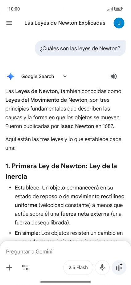 La transcripción de la conversación con Gemini Live aparece ahora en la pantalla.