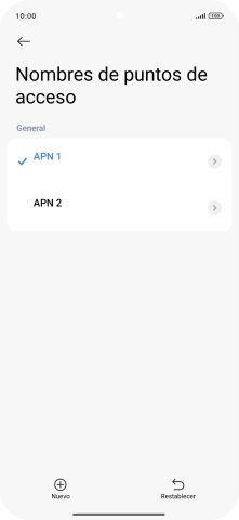 Pulsa la conexión de datos deseada para activarla.