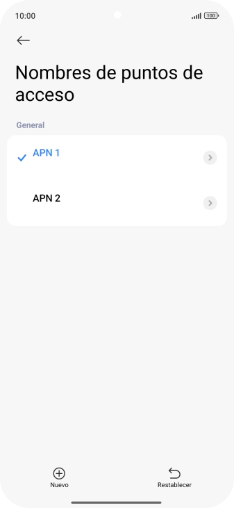 Pulsa la conexión de datos deseada para activarla.