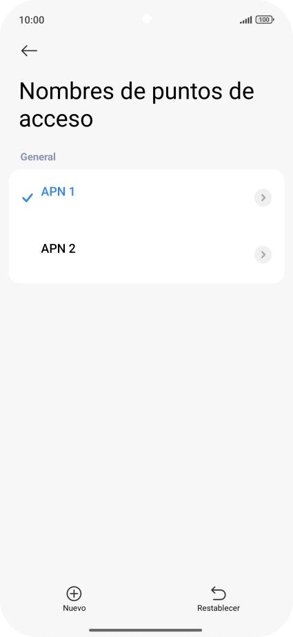 Pulsa la conexión de datos deseada para activarla.