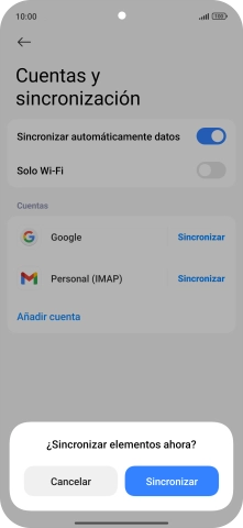 Si activas la función, pulsa Sincronizar.