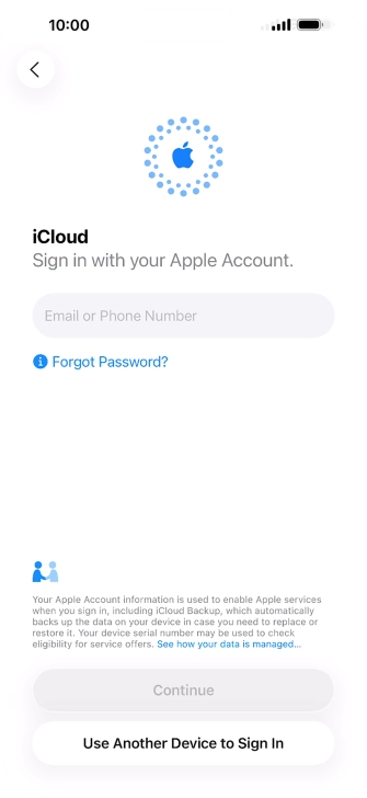 Press Email or Phone Number and key in the username for your Apple Account.