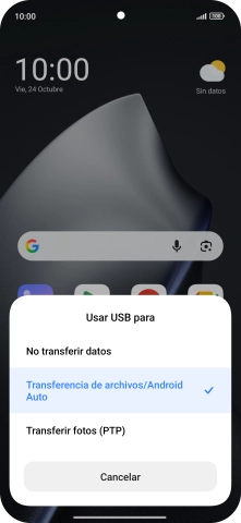 Pulsa Transferencia de archivos/Android Auto.