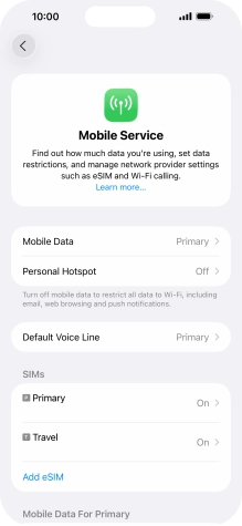 Press the required eSIM below 