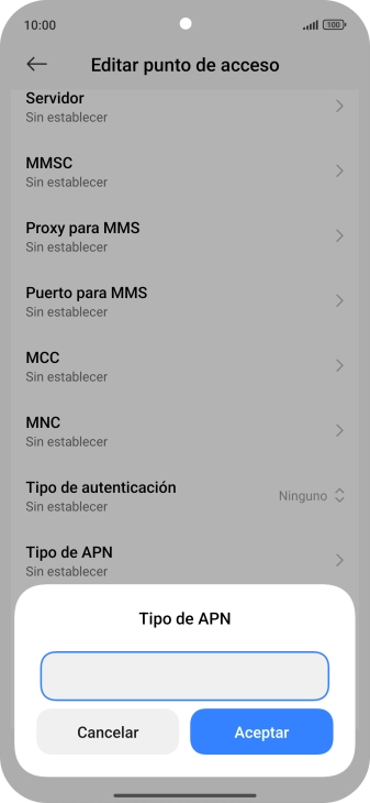 Introduce default y pulsa Aceptar.
