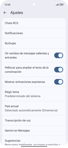 Pulsa Gemini en Mensajes.