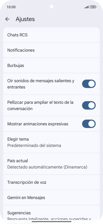 Pulsa Gemini en Mensajes.