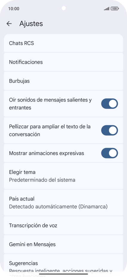 Pulsa Gemini en Mensajes.