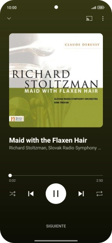 Pulsa la flecha hacia la derecha para ir al archivo de música siguiente.