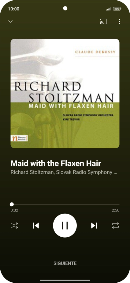 Pulsa la flecha hacia la derecha para ir al archivo de música siguiente.