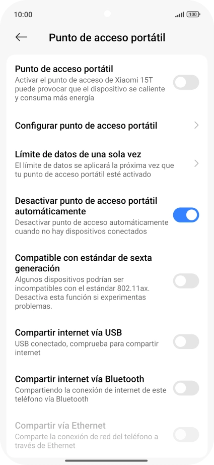 Pulsa Configurar punto de acceso portátil.