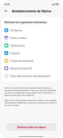 Pulsa Eliminar todos los datos.